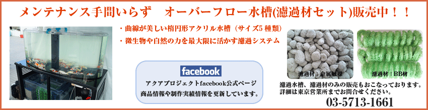 オーバーフロー水槽販売中！ アクアプロジェクトfacebook公式ページへ